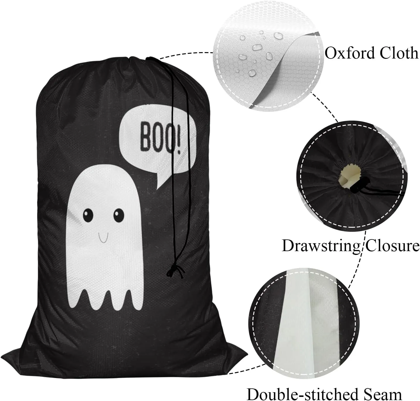 Swono Boo Ghost Sturdy Laundry Basket Hamper, Cute Funny Design Letter Halloween Scary Spooky Symbol Foldable Laundry bag Clothing Organization for Bathroom, Bedroom, Home, Dorm, Travel