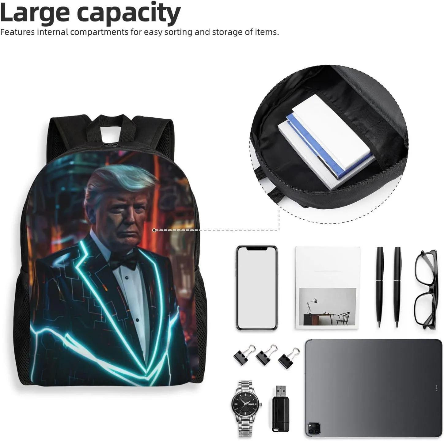 Technology Trump Backpack Waterproof Anti Theft Durable Light Laptop Bag Backpacks For Women Men Travel Gym Backpack