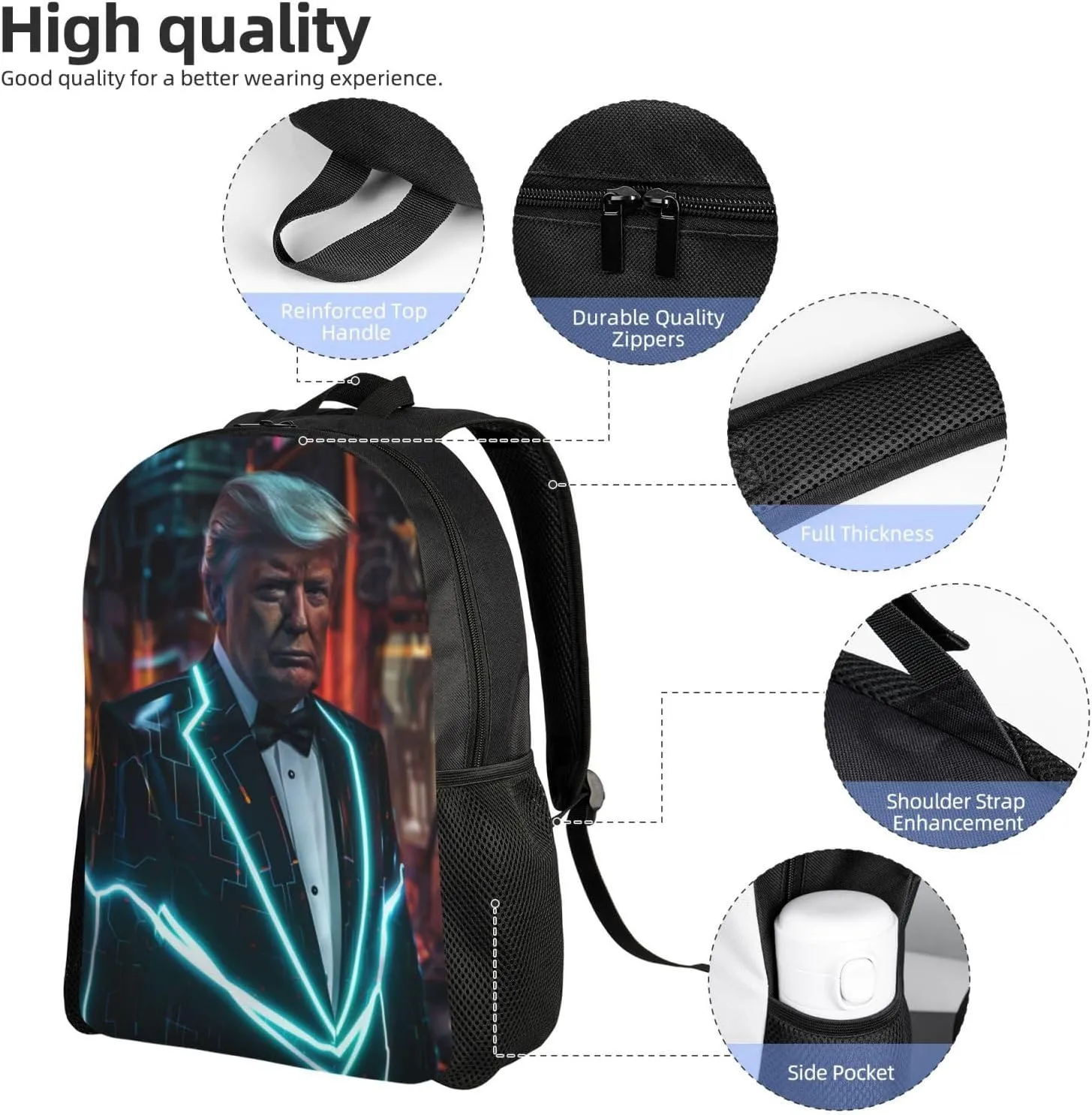 Technology Trump Backpack Waterproof Anti Theft Durable Light Laptop Bag Backpacks For Women Men Travel Gym Backpack