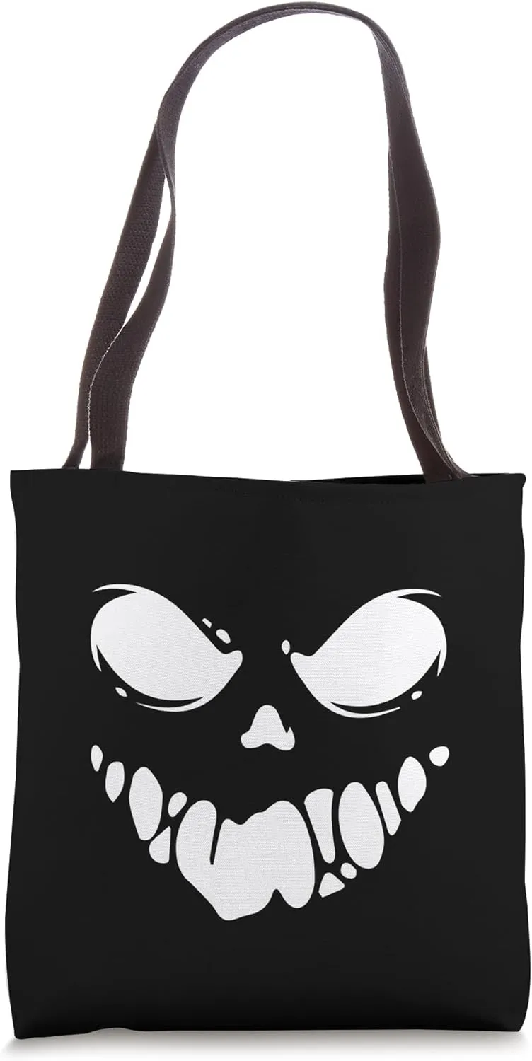 Terrifying Grin - Spooky Monster Face Halloween Design Tote Bag