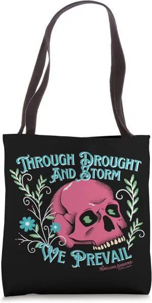 Through Drought and Storm Rebellious Gardener Flower Skull Tote Bag