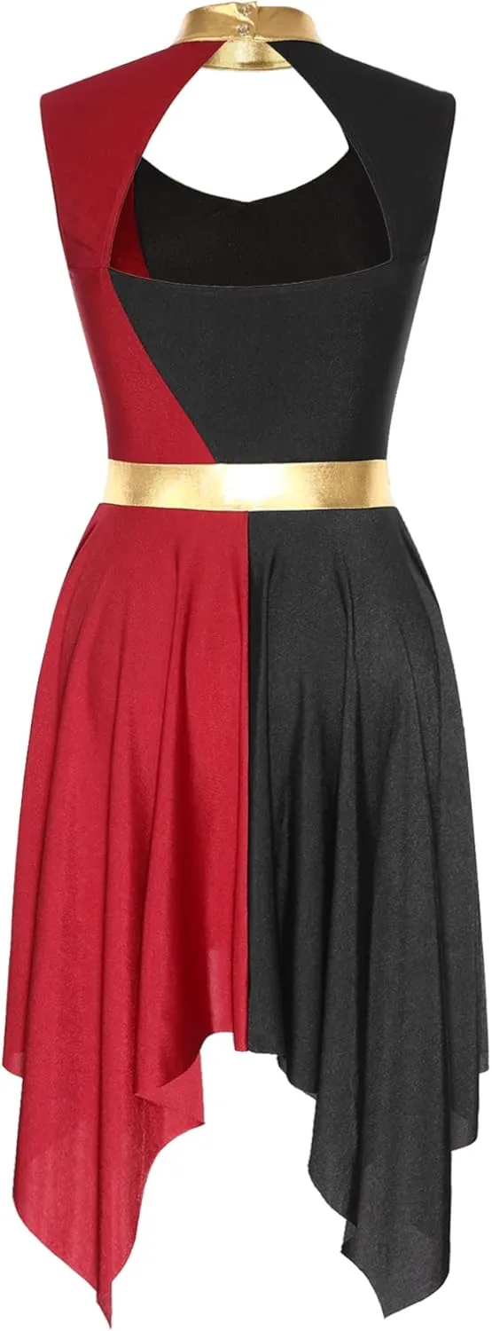 TiaoBug Women's Liturgical Praise Dance Dress Sleeveless Cut Out Tunic Worship Cristiana Dresses
