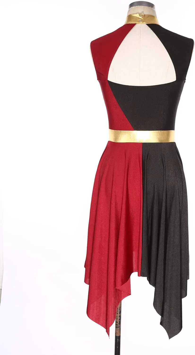 TiaoBug Women's Liturgical Praise Dance Dress Sleeveless Cut Out Tunic Worship Cristiana Dresses
