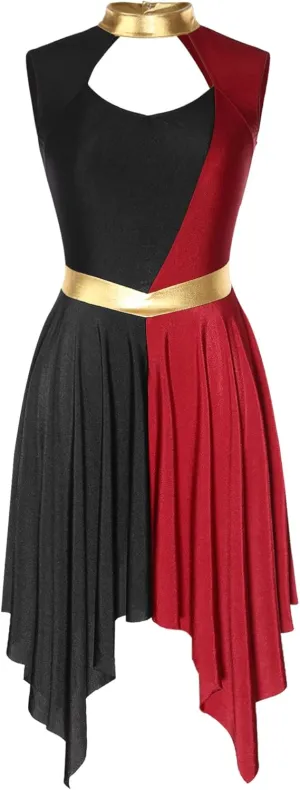 TiaoBug Women's Liturgical Praise Dance Dress Sleeveless Cut Out Tunic Worship Cristiana Dresses