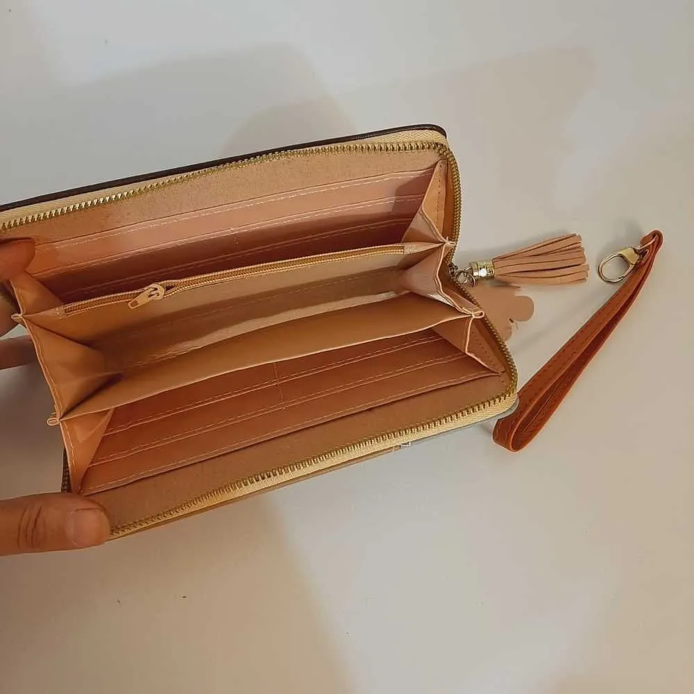 Top Zip Wallet Purse With Wristlet Strap - Multi - W05