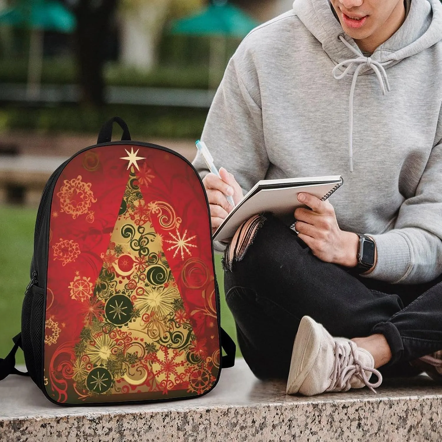 Travel Backpack for Men Women Daypack Merry Christmas Laptop Backpack Computer Bag Business Work Bag for Work, 17inch