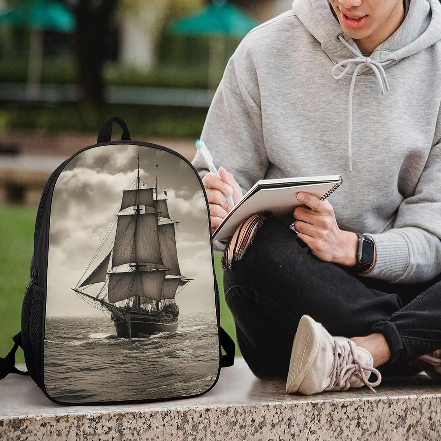 Travel Backpack for Men Women Daypack Nautical Sailing Pirate Theme Laptop Backpack Computer Bag Business Work Bag for Work