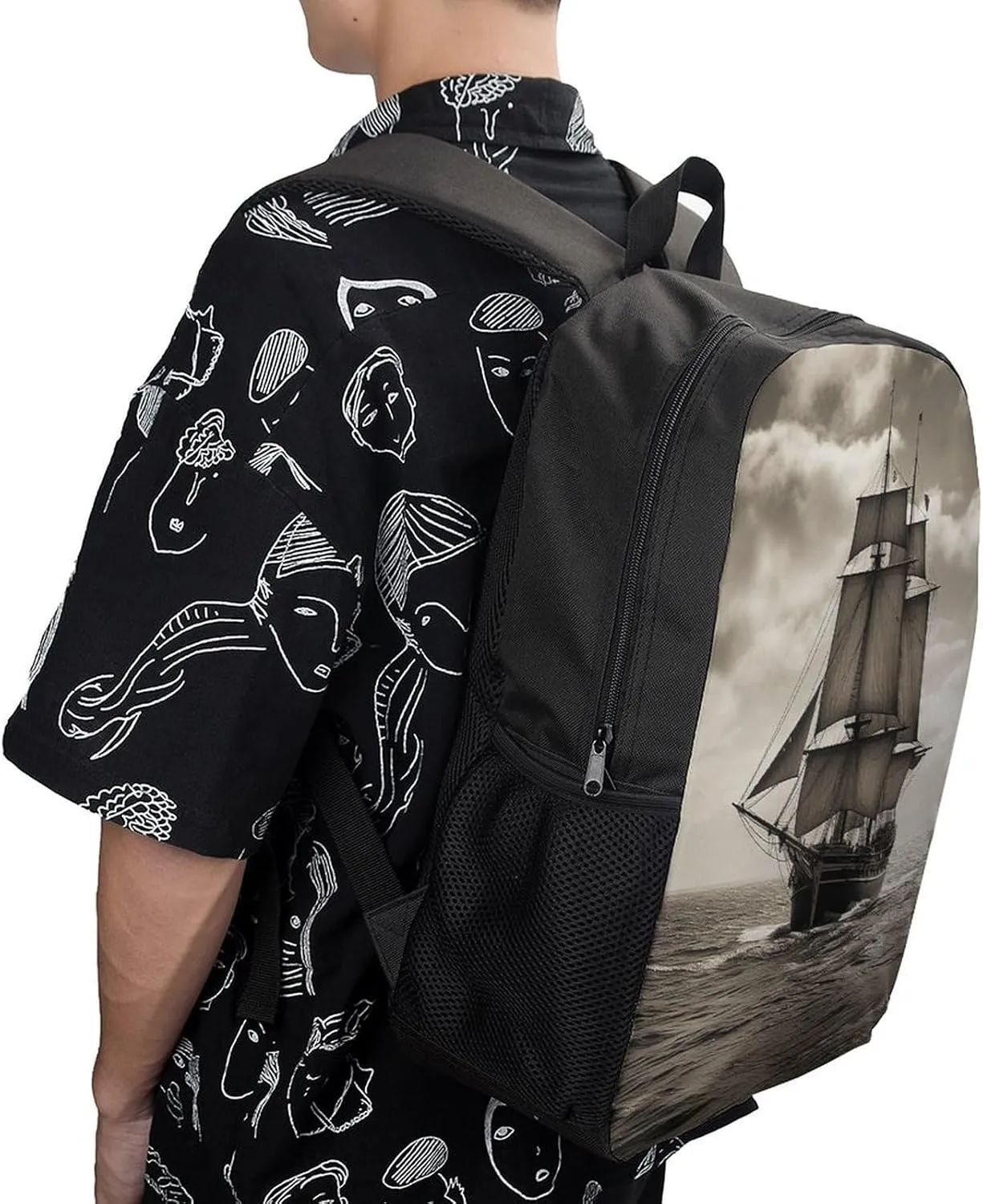 Travel Backpack for Men Women Daypack Nautical Sailing Pirate Theme Laptop Backpack Computer Bag Business Work Bag for Work