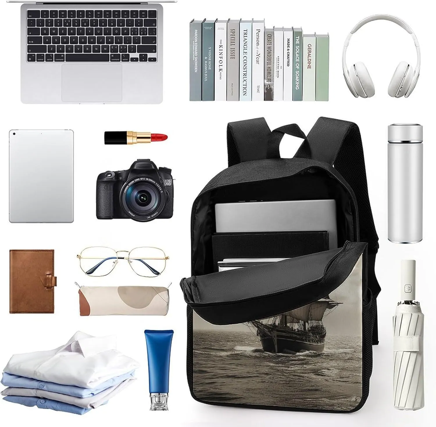Travel Backpack for Men Women Daypack Nautical Sailing Pirate Theme Laptop Backpack Computer Bag Business Work Bag for Work