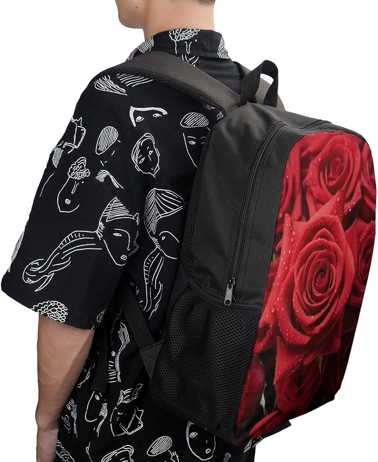 Travel Backpack for Men Women Daypack Red Rose Laptop Backpack Computer Bag Business Work Bag for Work