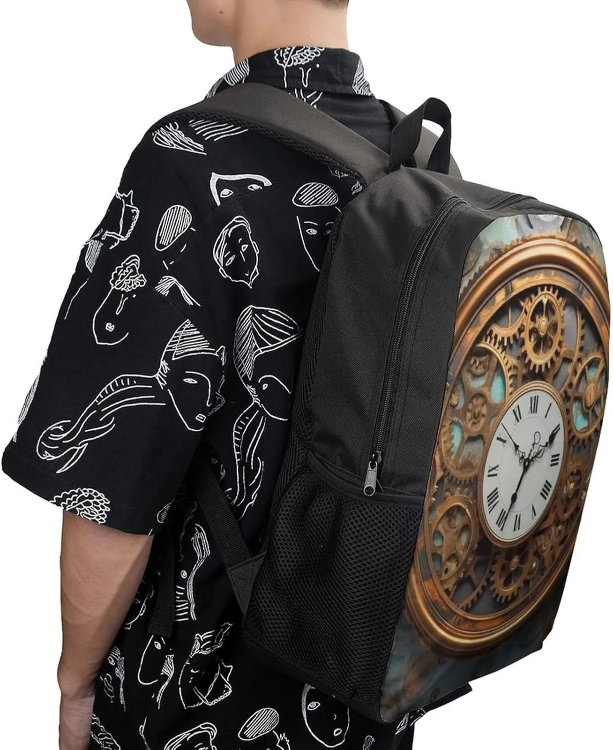 Travel Backpack for Men Women Daypack Rusty Steampunk Clock Laptop Backpack Computer Bag Business Work Bag for Work, 17inch