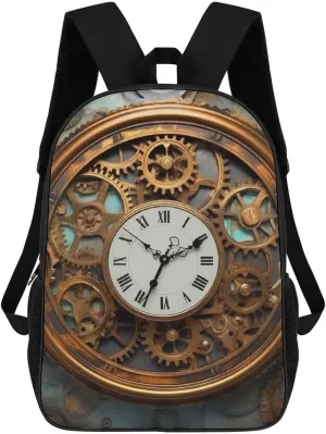 Travel Backpack for Men Women Daypack Rusty Steampunk Clock Laptop Backpack Computer Bag Business Work Bag for Work, 17inch