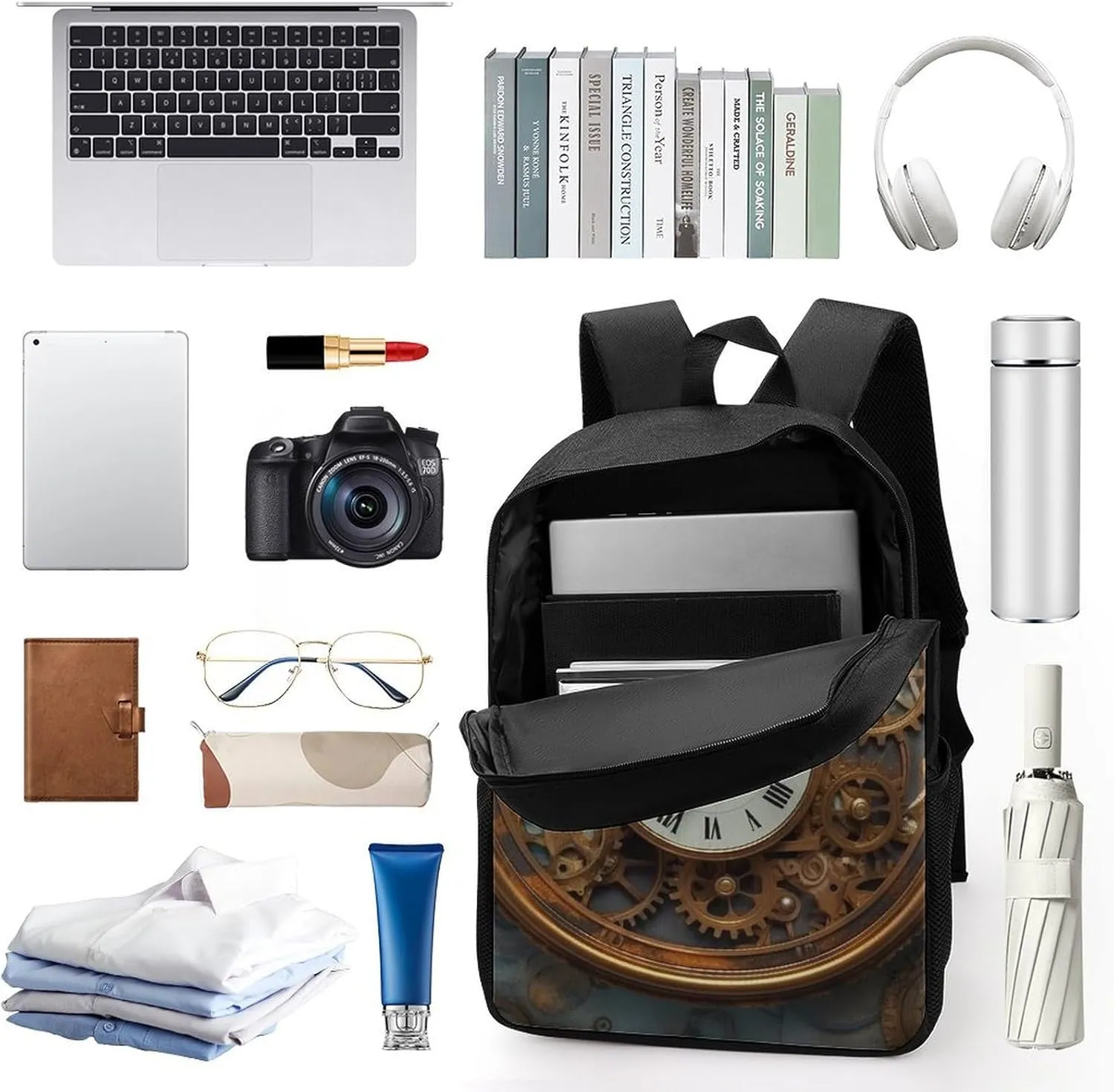 Travel Backpack for Men Women Daypack Rusty Steampunk Clock Laptop Backpack Computer Bag Business Work Bag for Work, 17inch