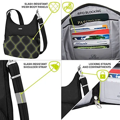 Travelon Anti-Theft Classic Essential Messenger Bag, Black (Black) - 42457 500