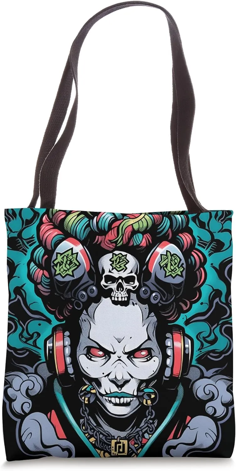 Trendy In Fashion The Enigmatic Skull Graphic Design Tote Bag