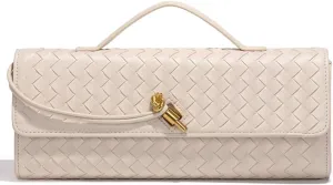 Trendy Woven Evening Clutch Purses Women Underarm Shoulder Handbag Cute Satchels Crossbody Purse PU Leather Wallet