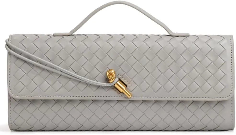 Trendy Woven Evening Clutch Purses Women Underarm Shoulder Handbag Cute Satchels Crossbody Purse PU Leather Wallet