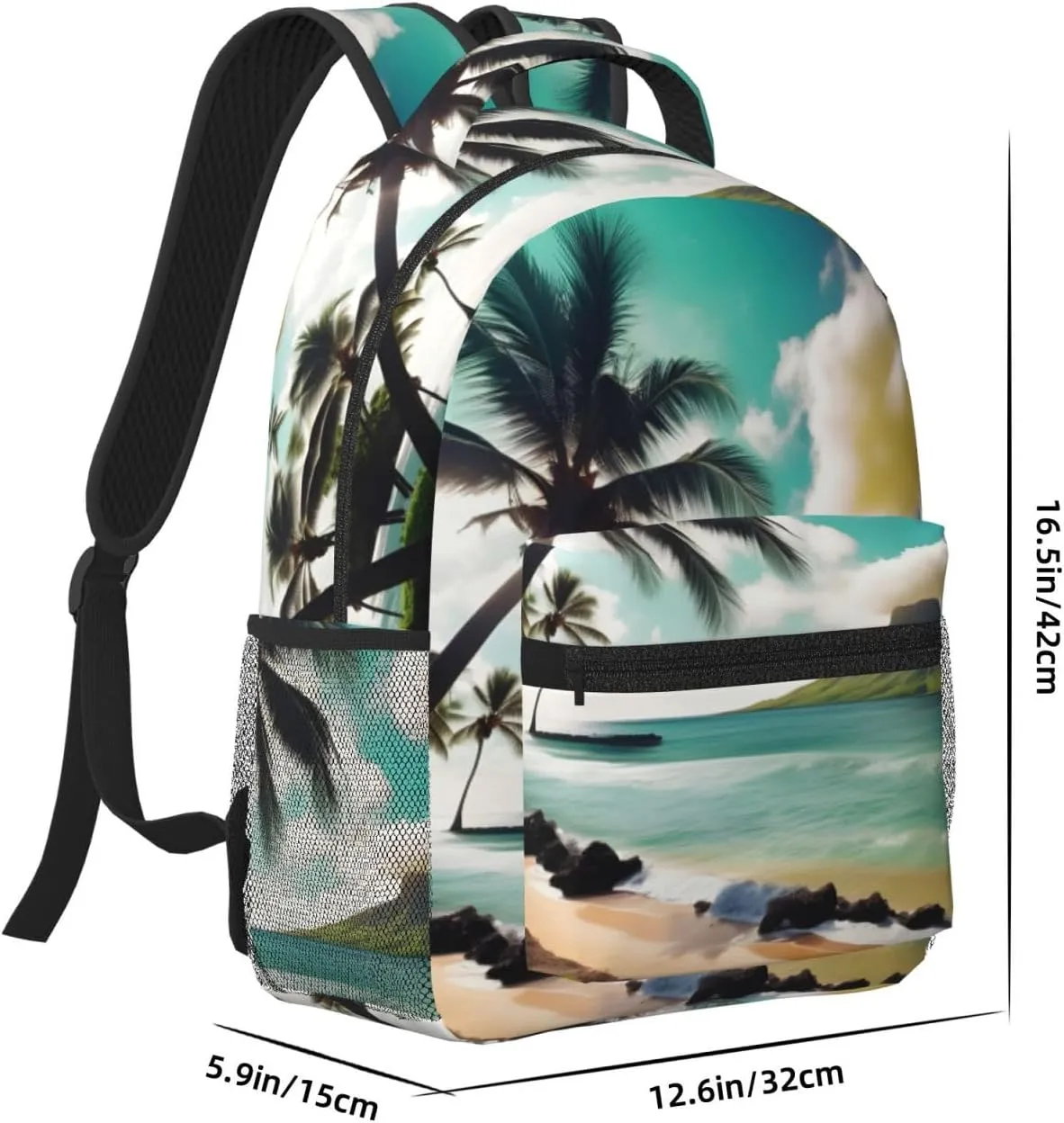 Tropical Beach Palms Backpacks For Women Men,Travel Laptop Back Pack 16.5 Inch,Work Bag Personal Item Book Bags