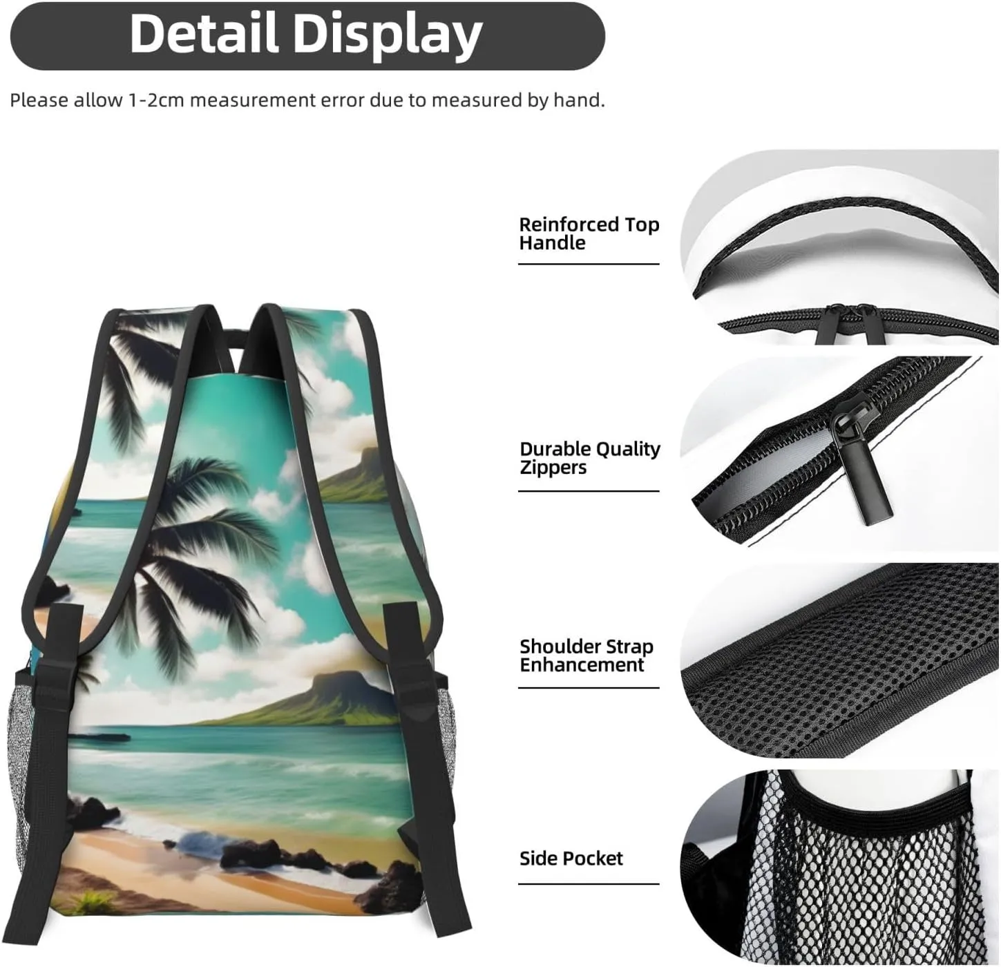 Tropical Beach Palms Backpacks For Women Men,Travel Laptop Back Pack 16.5 Inch,Work Bag Personal Item Book Bags
