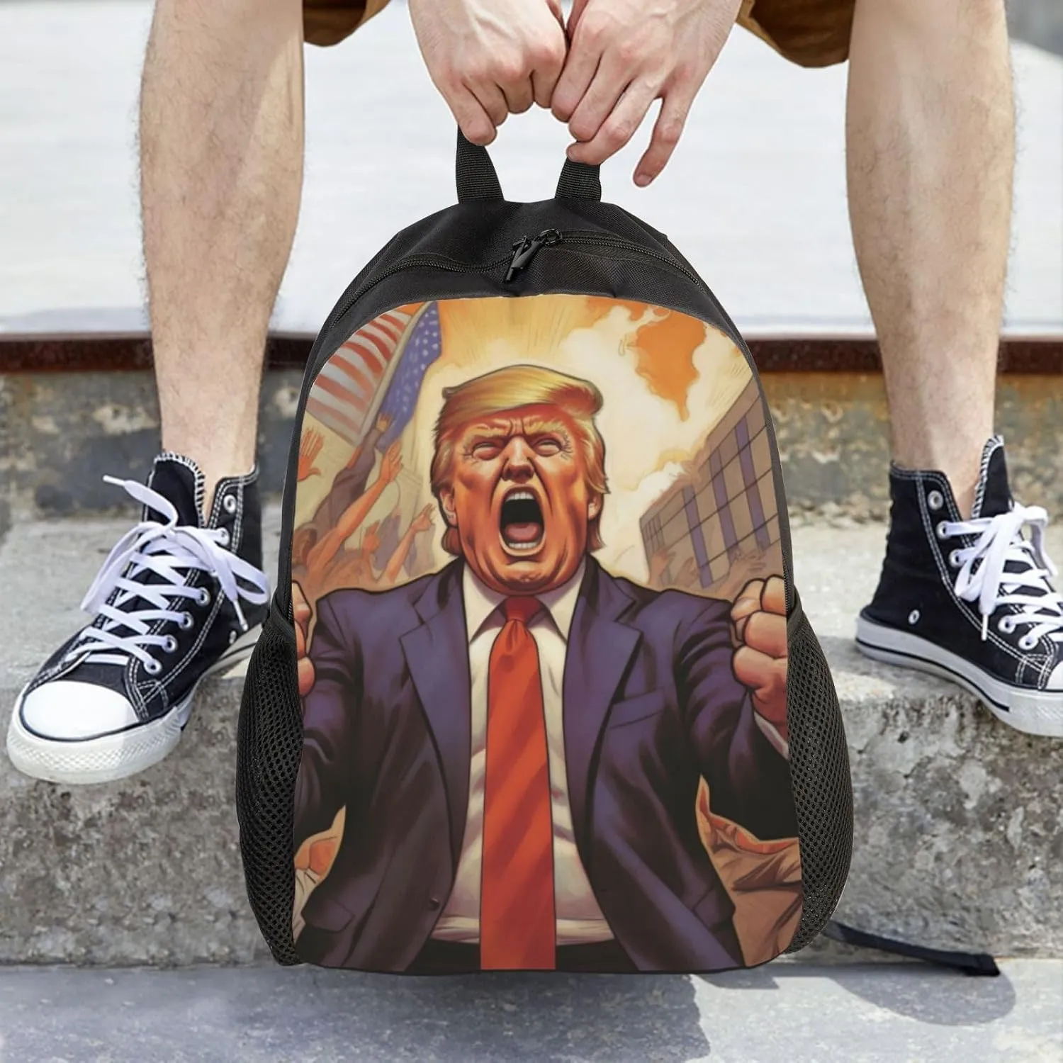 Trump Cartoon Backpack Waterproof Anti Theft Durable Light Laptop Bag Backpacks For Women Men Travel Gym Backpack