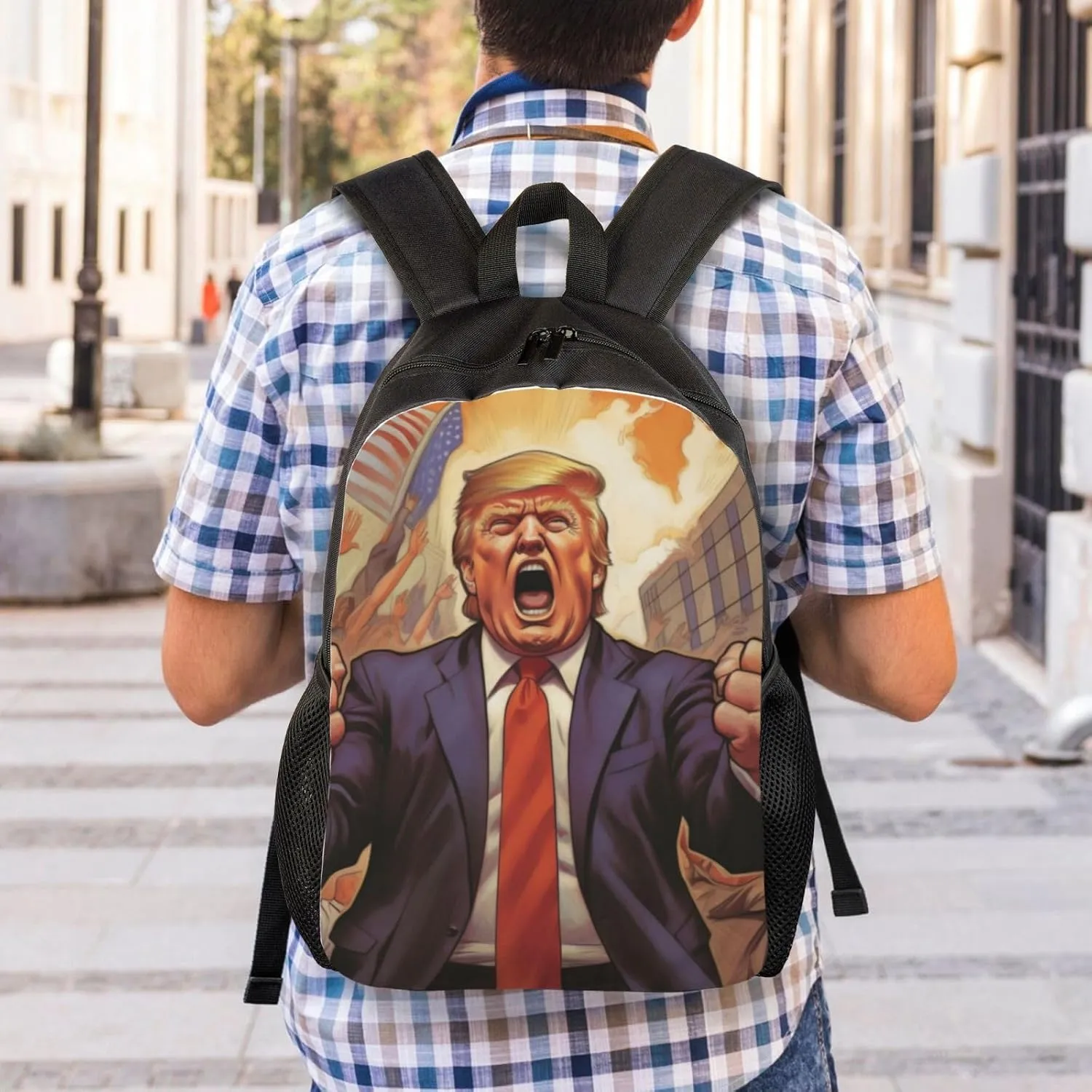 Trump Cartoon Backpack Waterproof Anti Theft Durable Light Laptop Bag Backpacks For Women Men Travel Gym Backpack