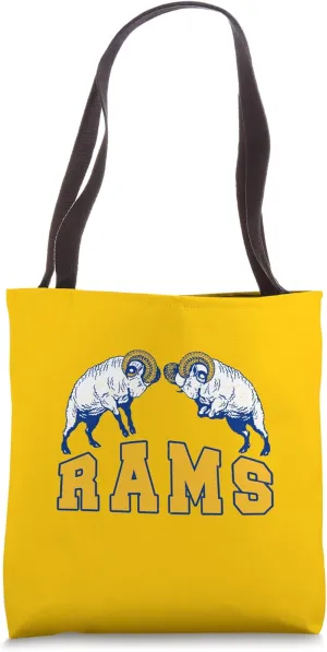 Two Male Sheeps Fighting Bold Varsity Style Typography Tote Bag