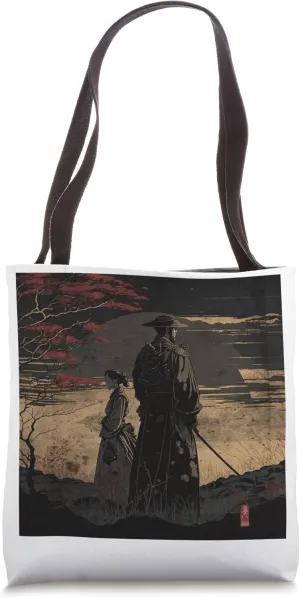 Ukiyo-E Retro Japanese Design, Romance - Love During Wartime Tote Bag