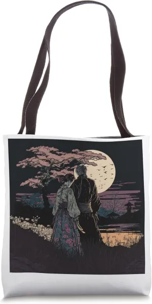 Ukiyo-E Retro Japanese Design, Romance - Love During Wartime Tote Bag