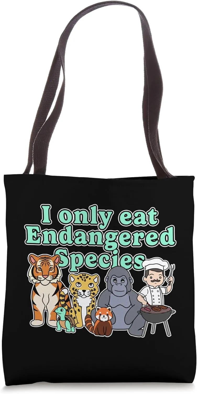 Unethical Meat Lover Absurd Dark Humor Meme Controversial Tote Bag