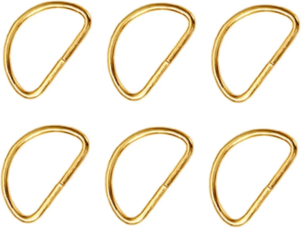 Uonlytech 20 Pack Metal D-ring Buckle 10x8x1.5mm Gold Shoulder Strap d Ring for Luggage Bag Backpack