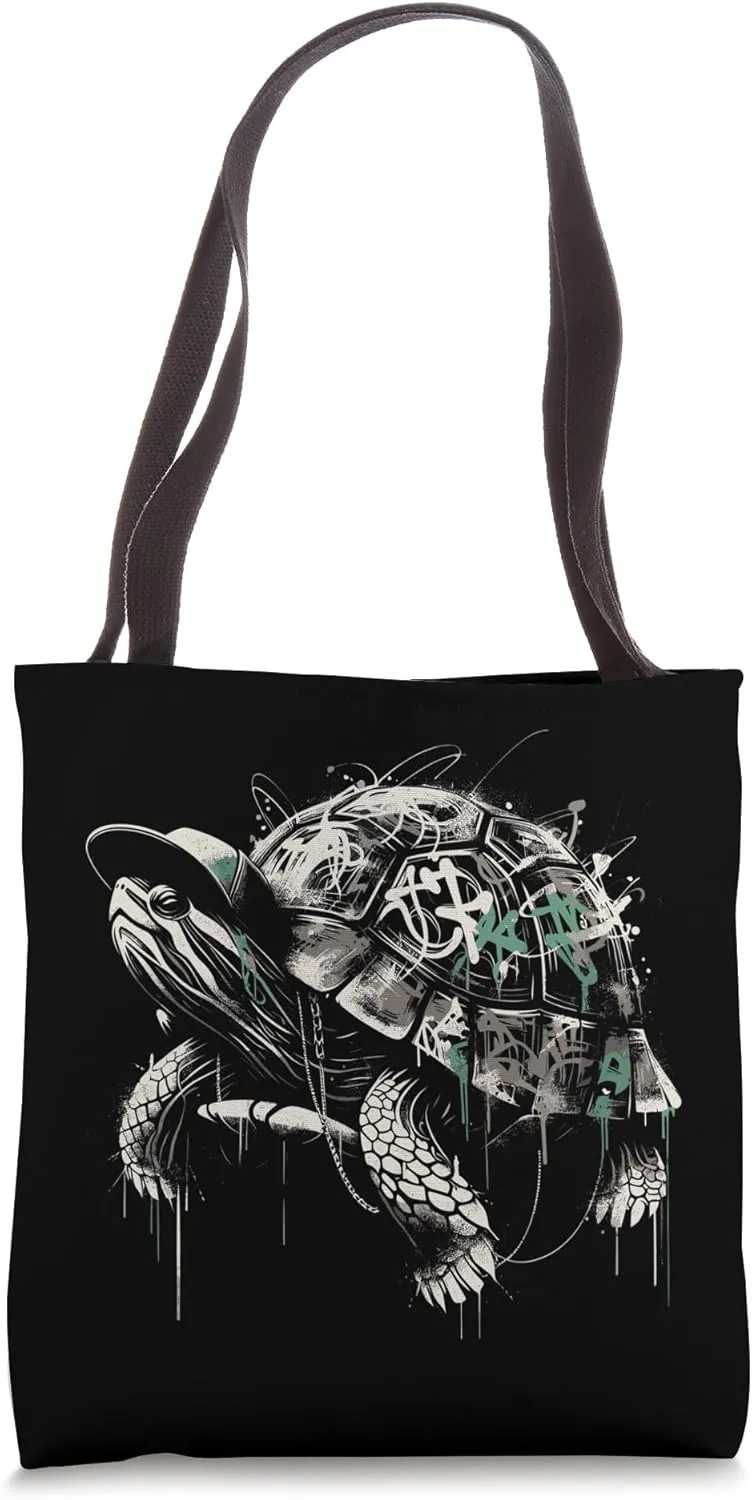 Urban Grunge Turtle - Streetwear Vector Art Tote Bag