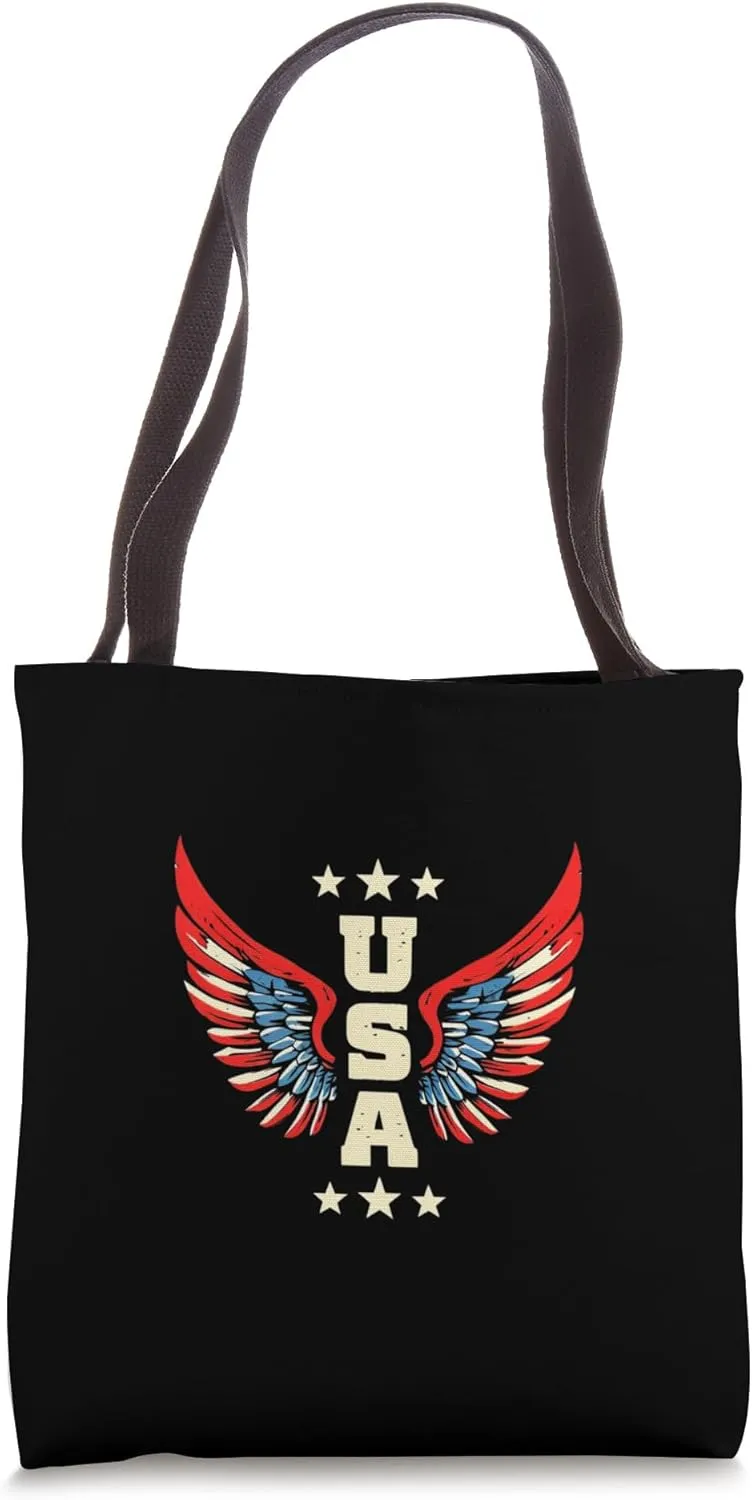 USA Wings Graphic - Bold Patriotic American Design Tote Bag