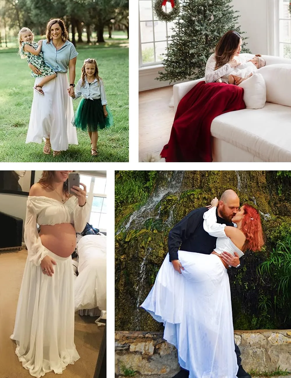 v28 Women Full/Ankle Length Elastic Pleated Retro Maxi Chiffon Long Skirt
