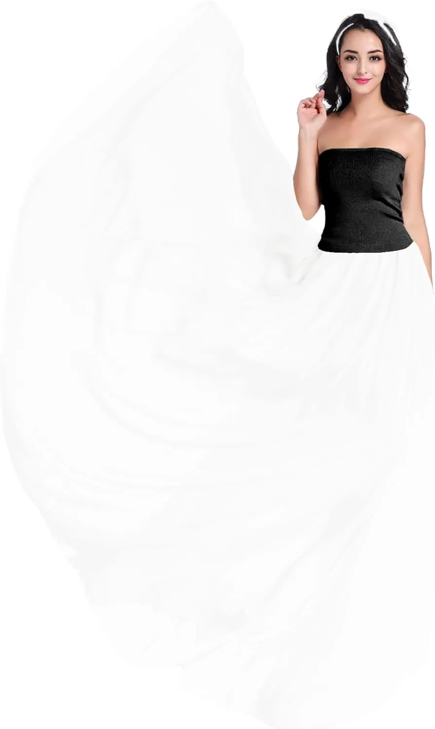 v28 Women Full/Ankle Length Elastic Pleated Retro Maxi Chiffon Long Skirt