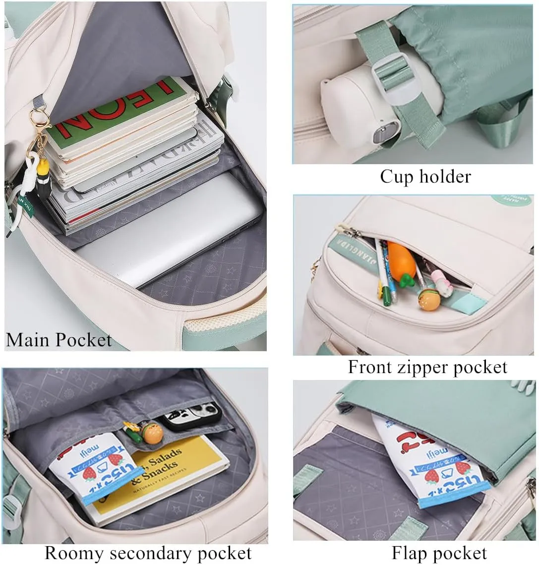 VIDOSCLA 3Pcs Teen Girls' Backpack Set Middle School Students Bookbag Outdoor Teen Boys Bookbag
