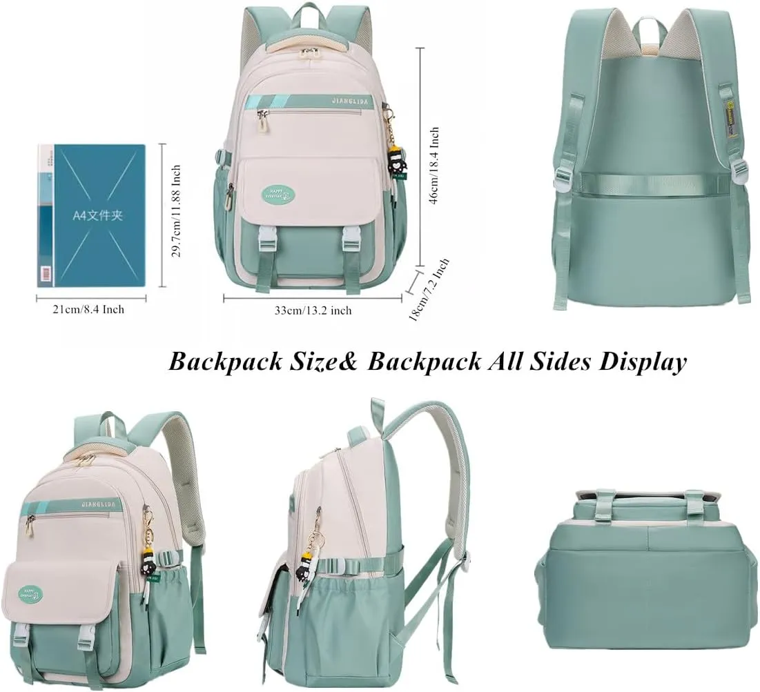 VIDOSCLA 3Pcs Teen Girls' Backpack Set Middle School Students Bookbag Outdoor Teen Boys Bookbag