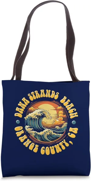 Vintage DANA STRANDS BEACH Waves Sunset design. Tote Bag