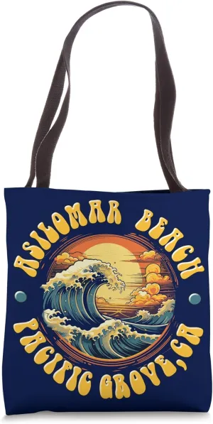 Vintage Huntington Beach Waves Sunset Design Tote Bag