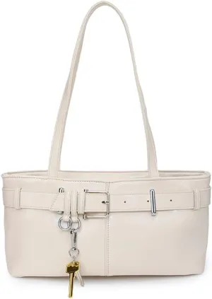 Vintage Shoulder Bag for Women Y2K Underarm Purse with Belt Buckle Small Satchel Tote Handbag