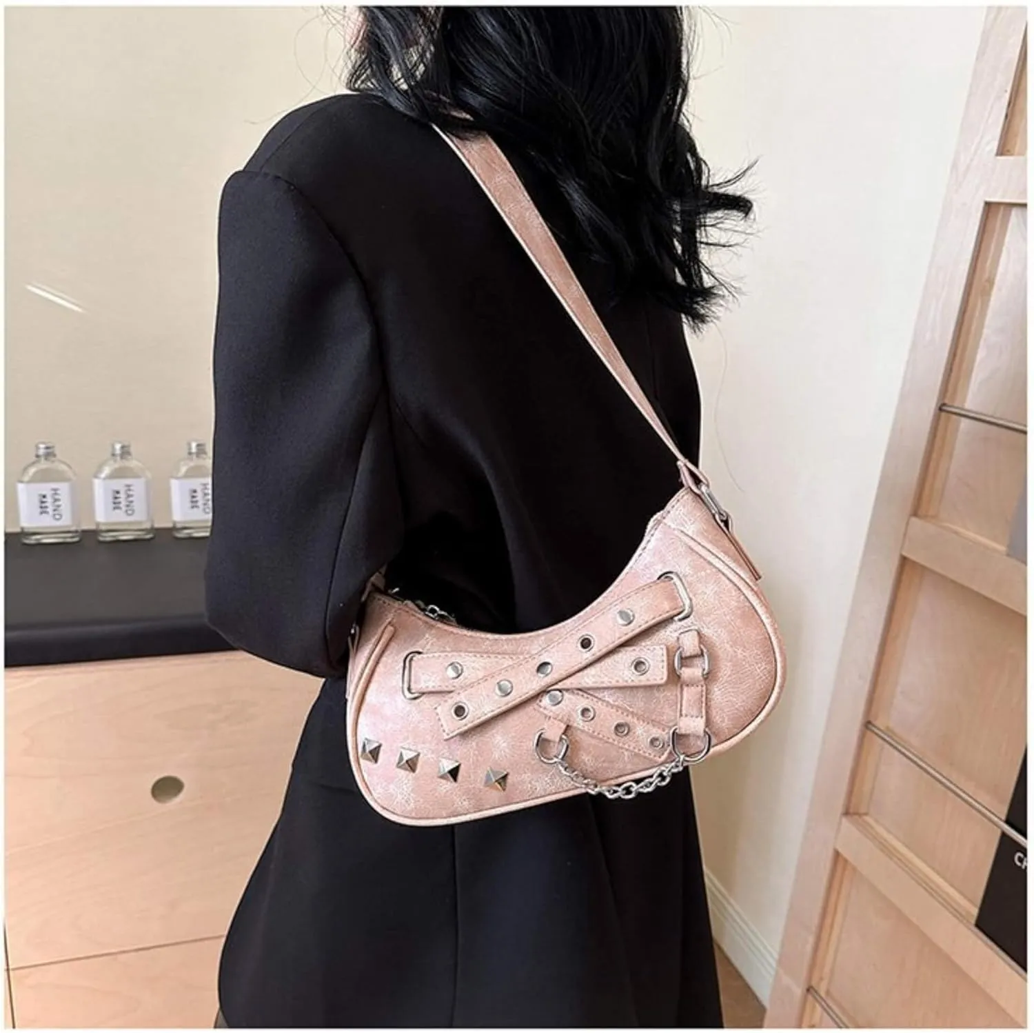 Vintage Y2K Punk Purse, Retro Fashion Gothic Tote Purse