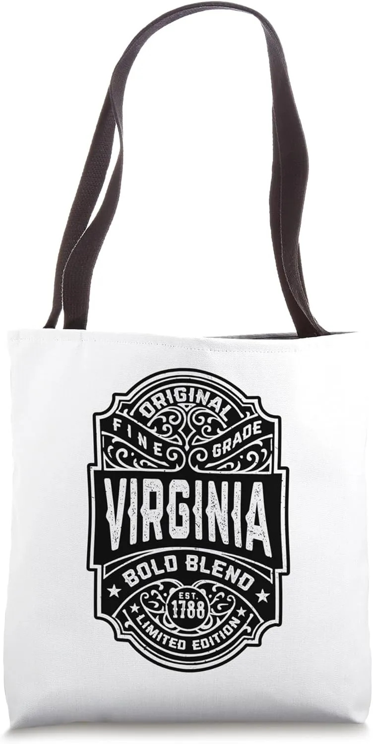 Virginia Virginian Funny Vintage Whiskey Bourbon Label Tote Bag