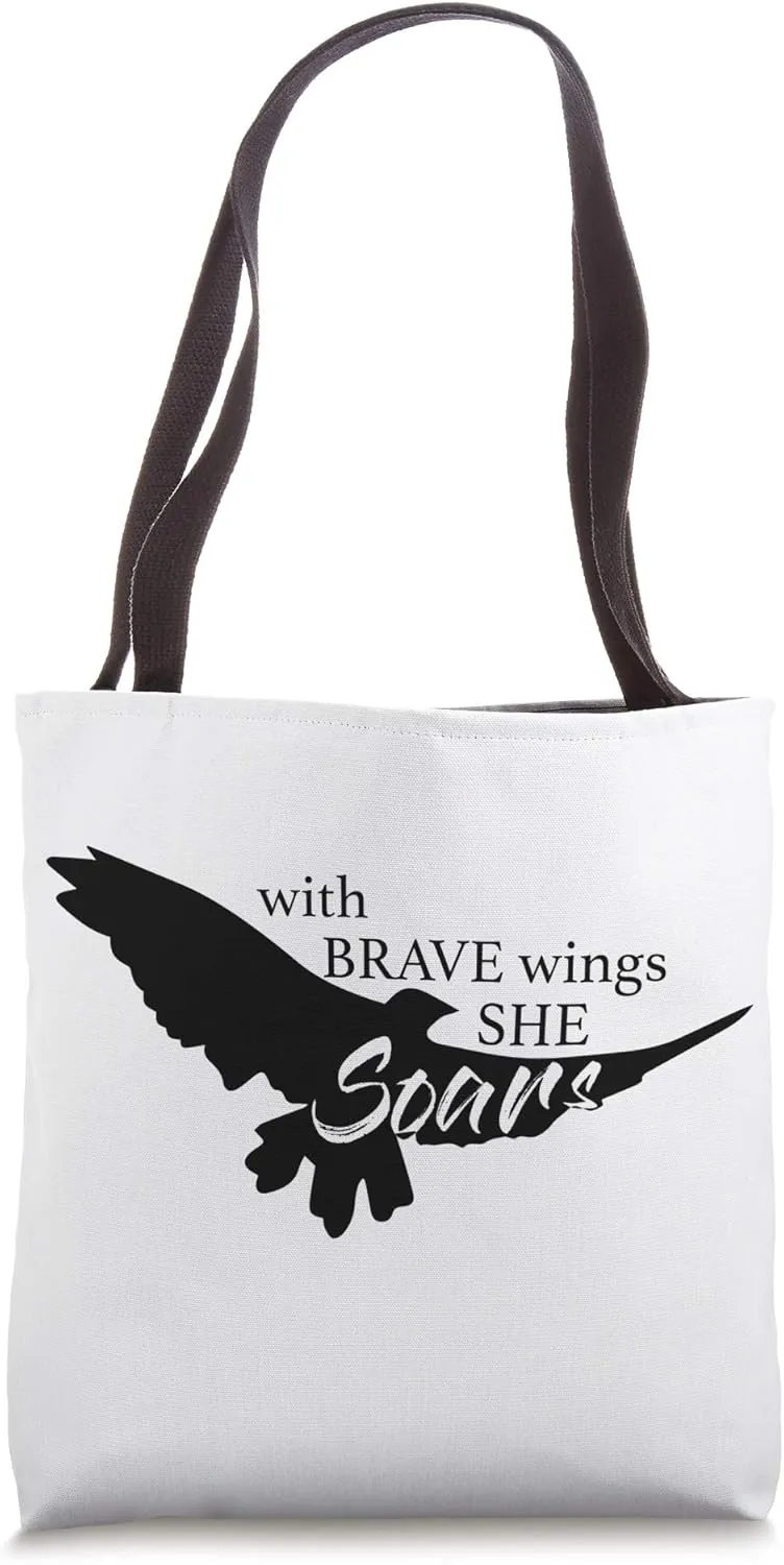 With Brave Wings She Soars Motivational Eagle Tote Bag