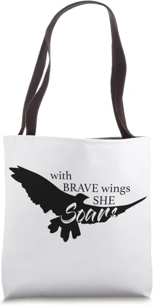 With Brave Wings She Soars Motivational Eagle Tote Bag