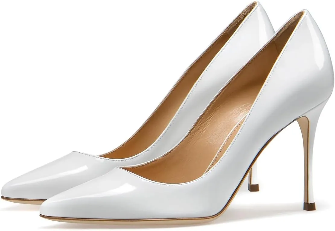 Women Elegant Stiletto High Heel Slip on Pumps Pointed Toe Ladies Party Event Office Business Shoes Size 4-16 US