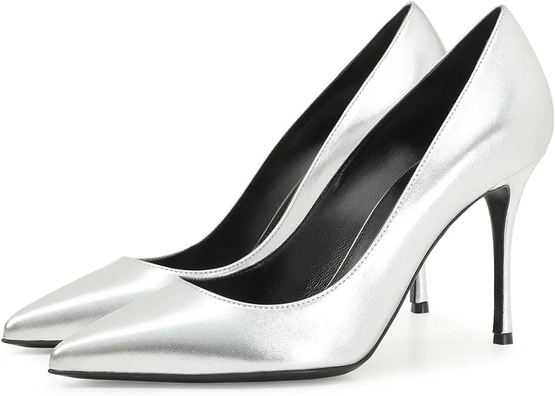 Women Elegant Stiletto High Heel Slip on Pumps Pointed Toe Ladies Party Event Office Business Shoes Size 4-16 US