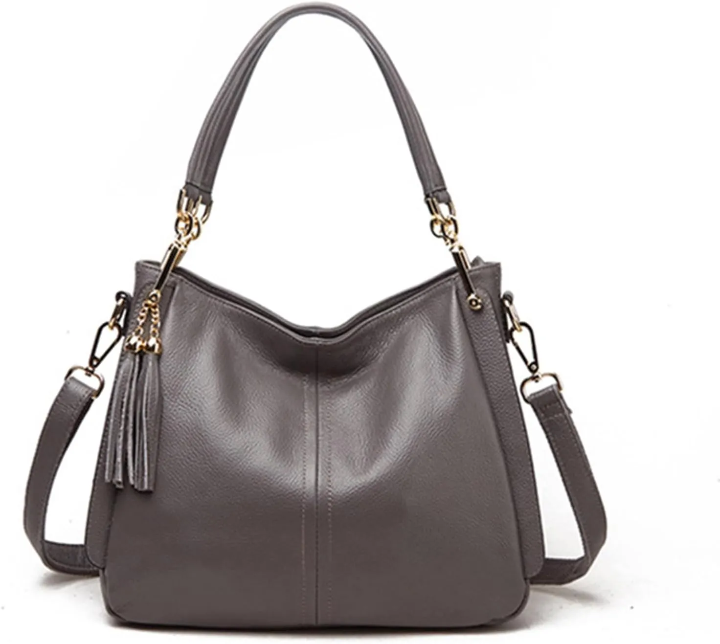 Women Genuine Leather Handbag Soft Top Handle Tassel Design Tote Purse Satchel Ladies Large Capacity Crossbody Shoulder Bag，bag1465OWOISS