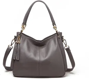 Women Genuine Leather Handbag Soft Top Handle Tassel Design Tote Purse Satchel Ladies Large Capacity Crossbody Shoulder Bag，bag1465OWOISS