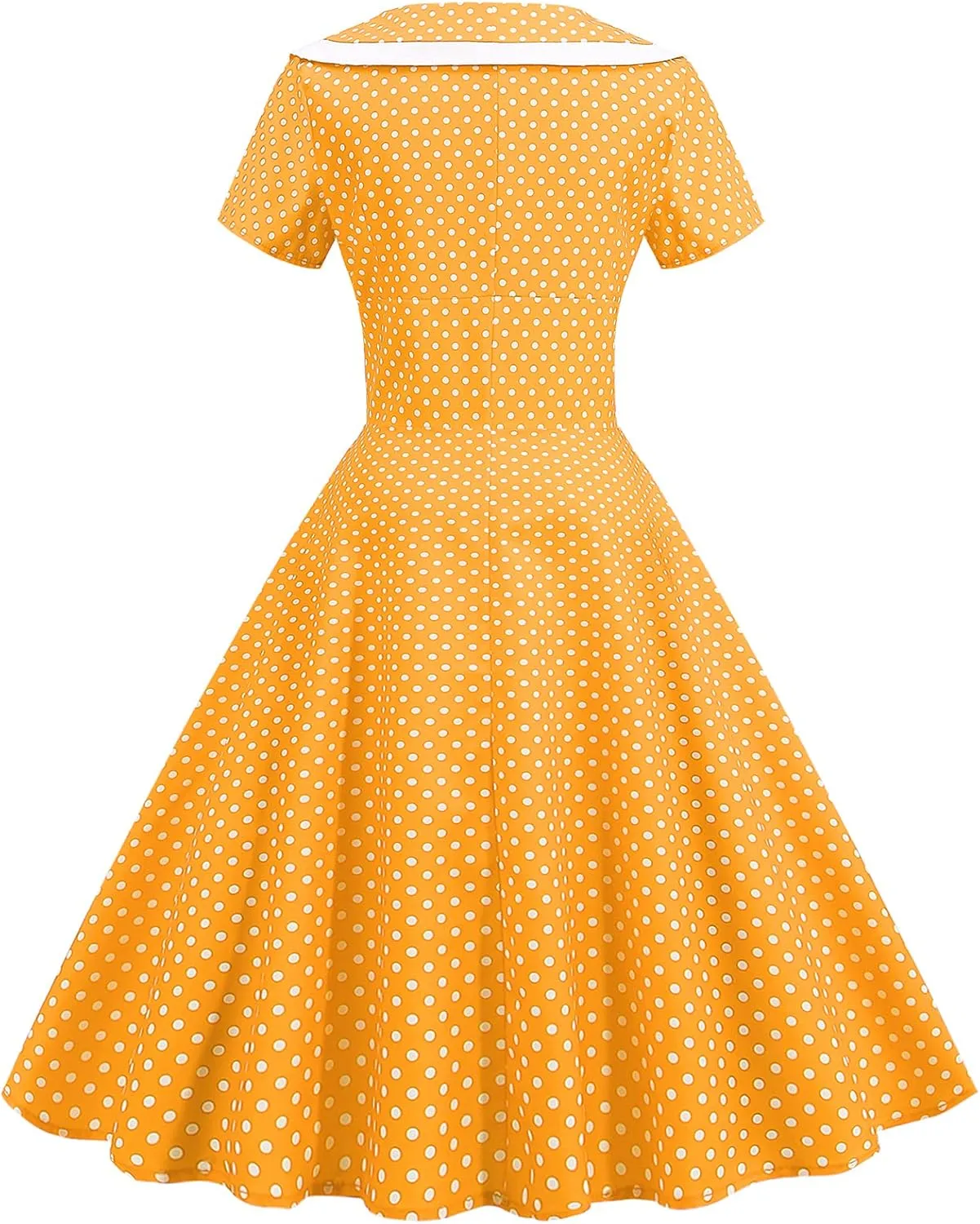 Women Notch Lapel 50s 60s Vintage Short Sleeve V-Neck Cocktail Swing Dress Polka Dot 1950s Rockabilly Prom Party Midi Dress