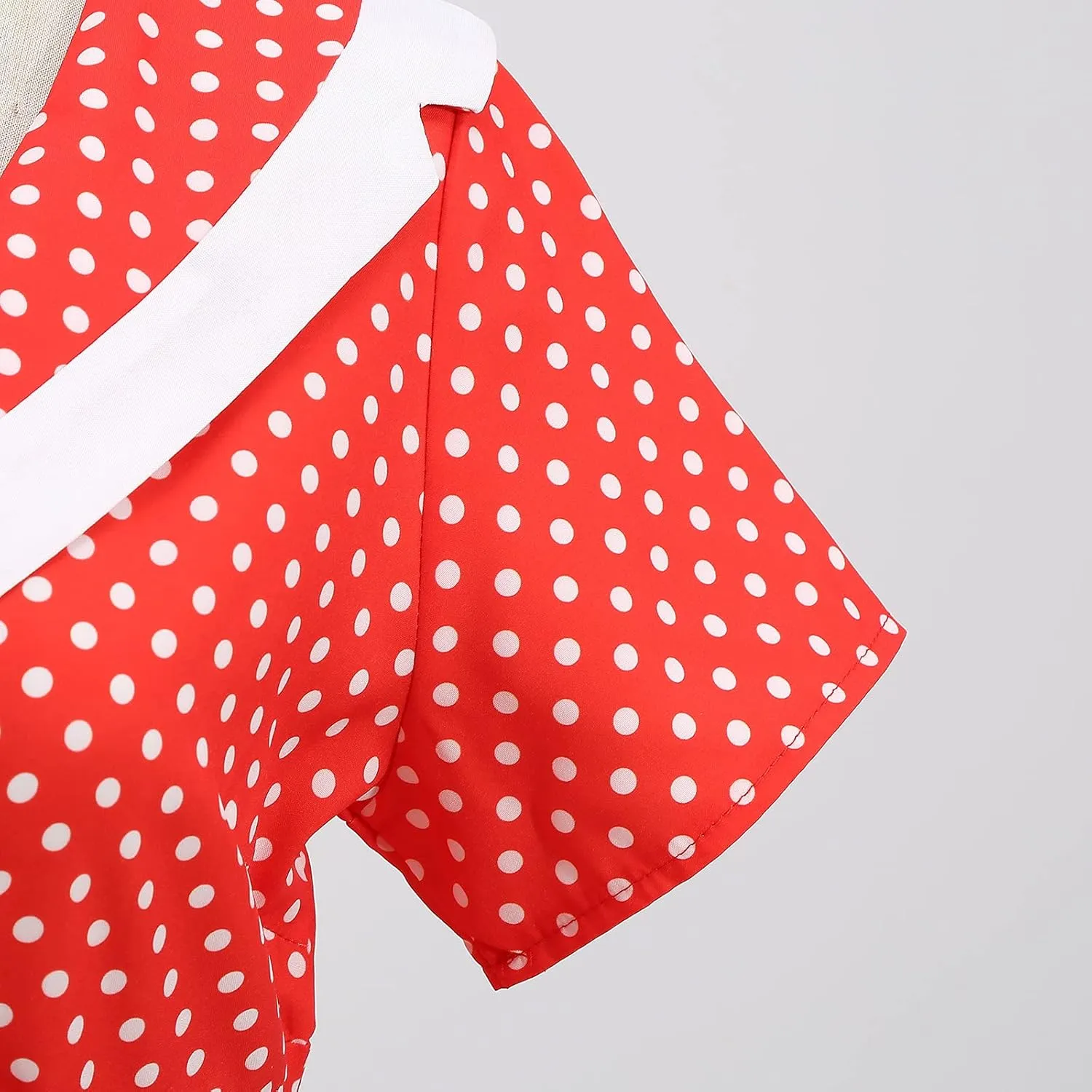 Women Notch Lapel 50s 60s Vintage Short Sleeve V-Neck Cocktail Swing Dress Polka Dot 1950s Rockabilly Prom Party Midi Dress