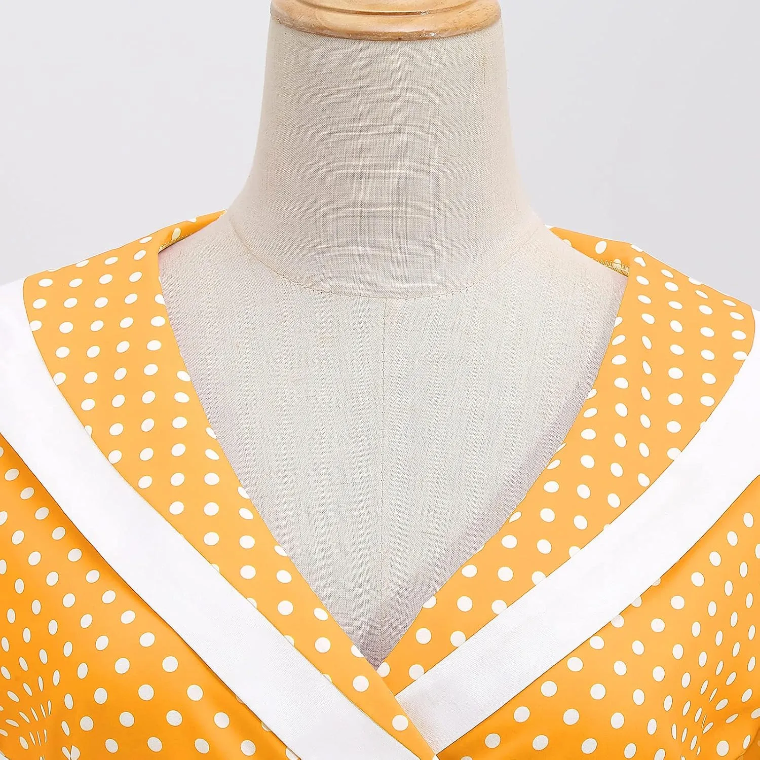Women Notch Lapel 50s 60s Vintage Short Sleeve V-Neck Cocktail Swing Dress Polka Dot 1950s Rockabilly Prom Party Midi Dress